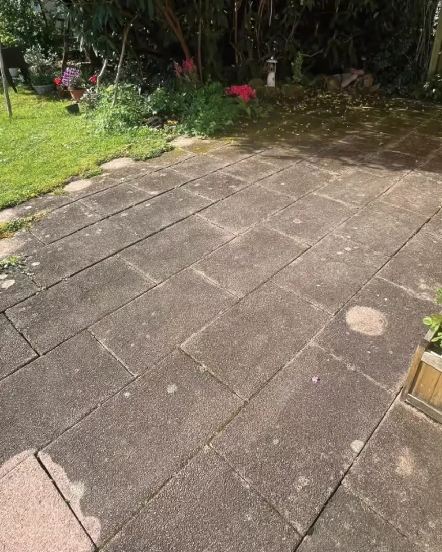 Terrassenplatten vor der Reinigung