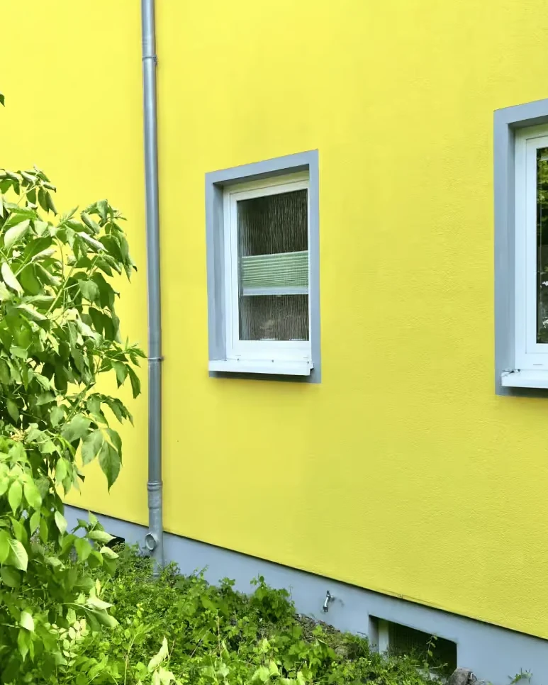 Gelbe Fassade nach der Reinigung